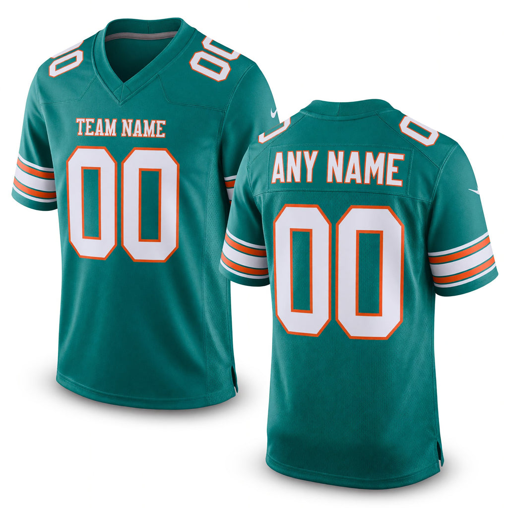 Custom Teal White-Orange Mesh Authentic Football Jersey