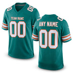 Custom Teal White-Orange Mesh Authentic Football Jersey