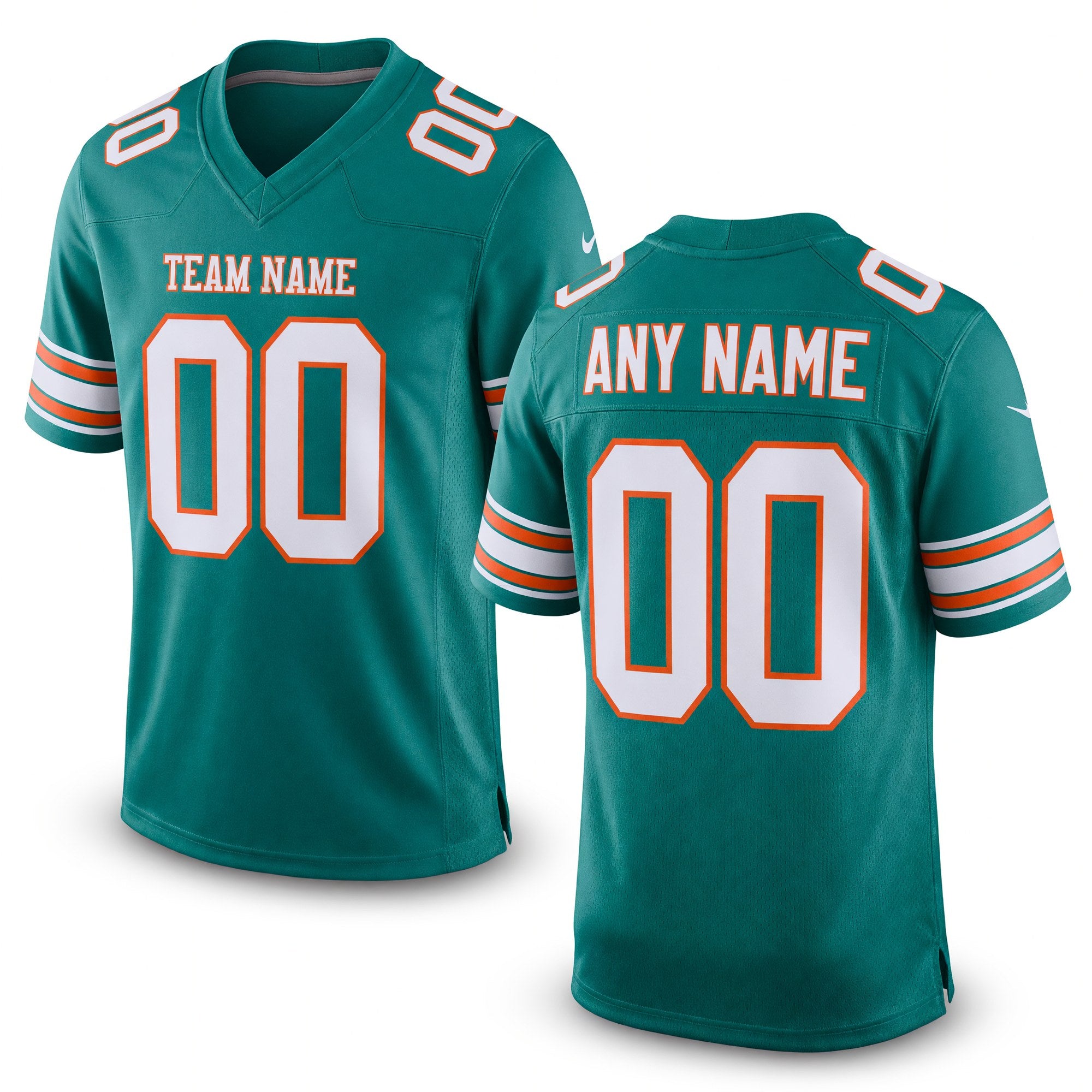 Custom Teal White-Orange Mesh Authentic Football Jersey