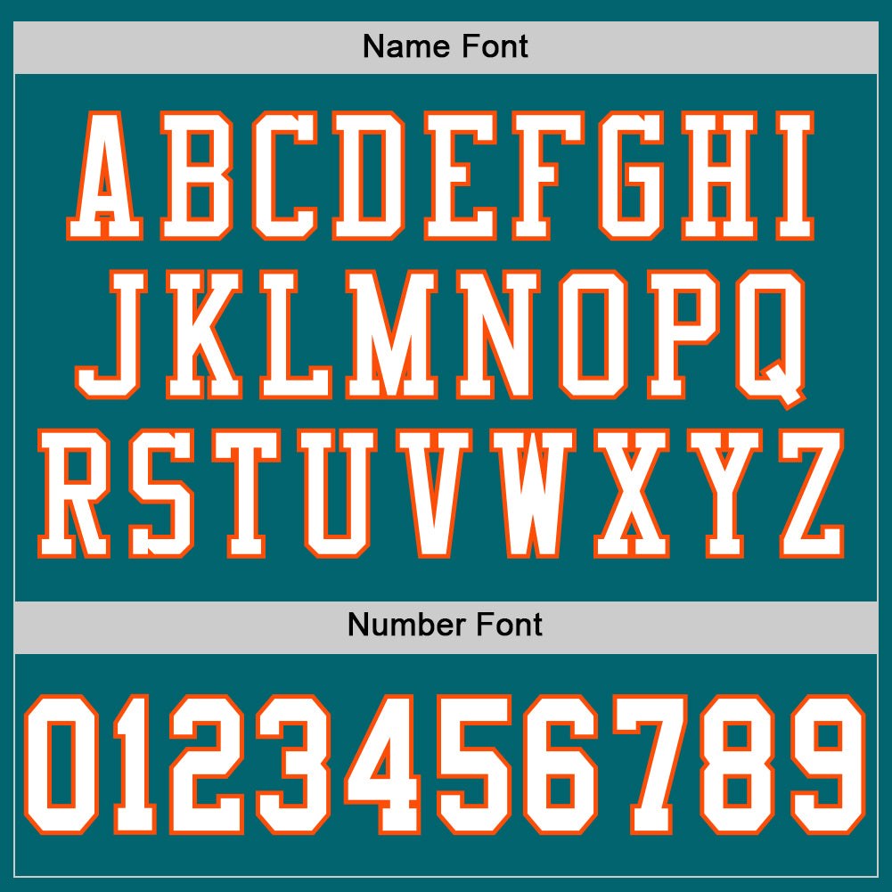 Custom Teal White-Orange Mesh Authentic Football Jersey photo 3