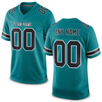 Custom Teal Black-White Mesh Authentic Football Jersey