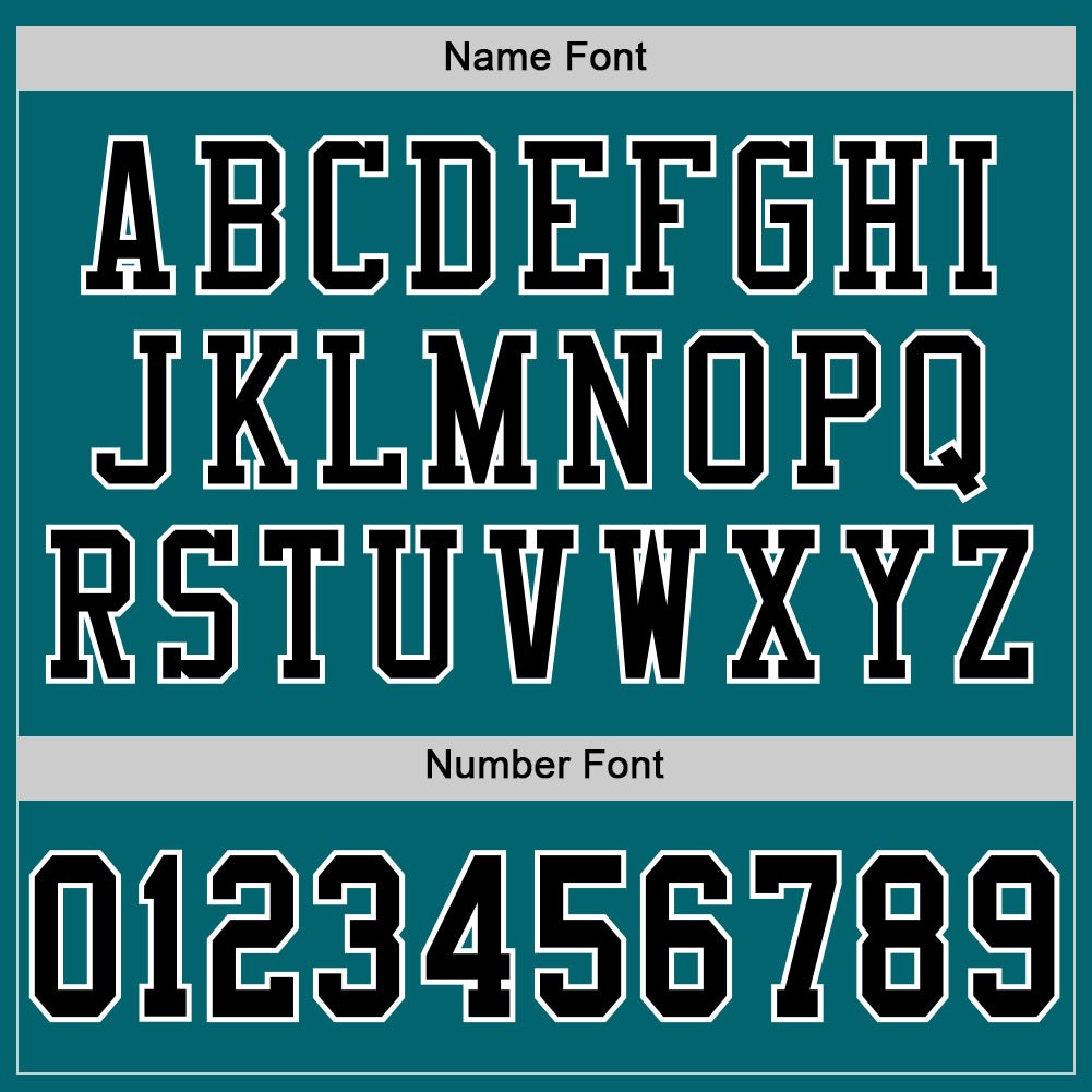 Custom Teal Black-White Mesh Authentic Football Jersey photo 3