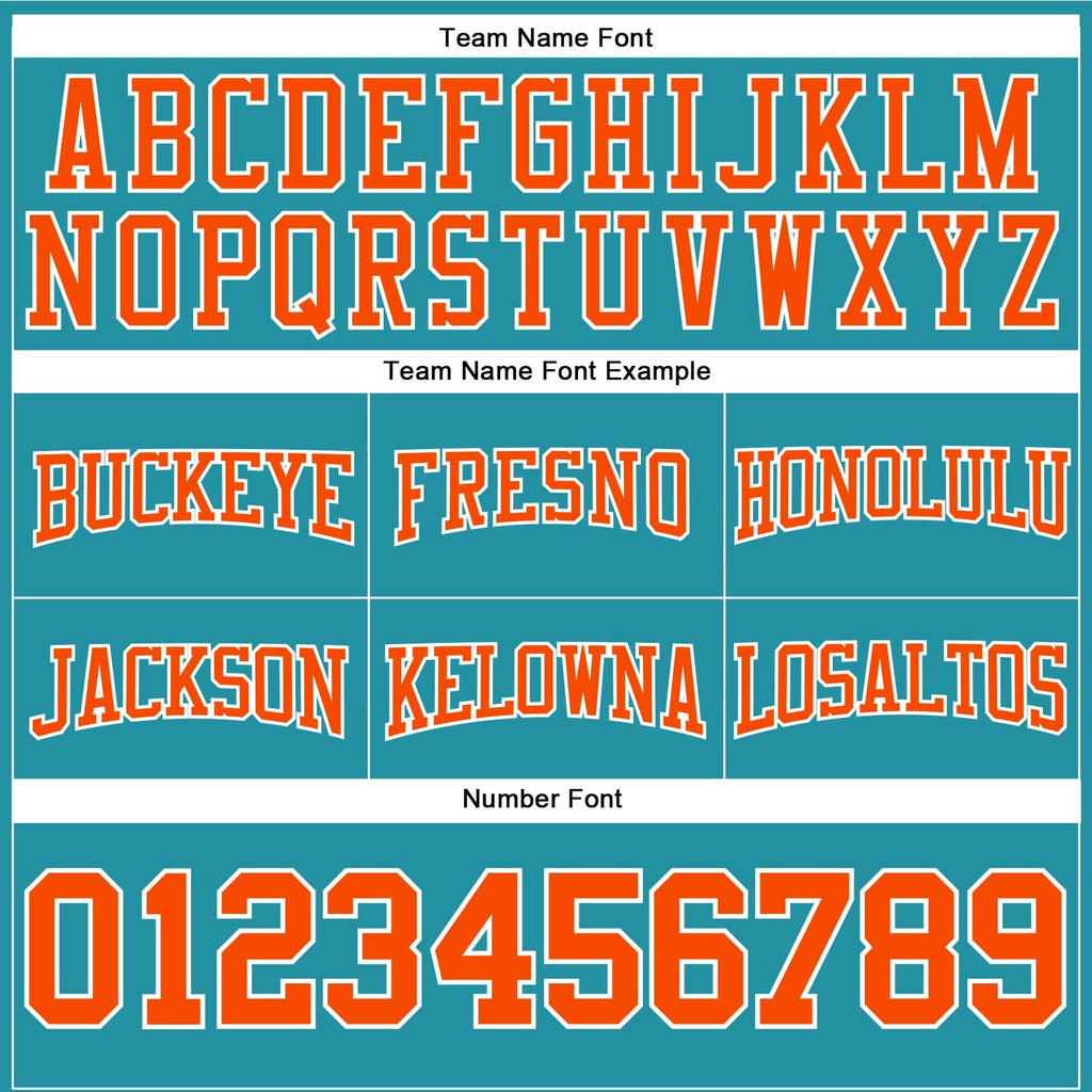Custom Stitched Teal Orange-White Football Pullover Sweatshirt Hoodie photo 2