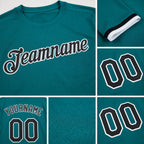 Custom Teal Black-White Performance T-Shirt detail