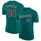 Custom Teal Black-White Performance T-Shirt photo 1