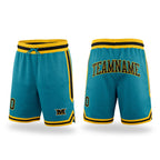 Custom Teal Black-Gold Authentic Throwback Basketball Shorts