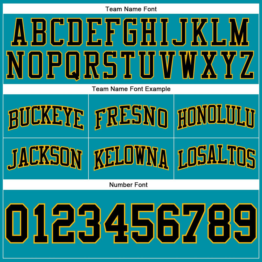 Custom Teal Black-Gold Authentic Throwback Basketball Shorts photo 2