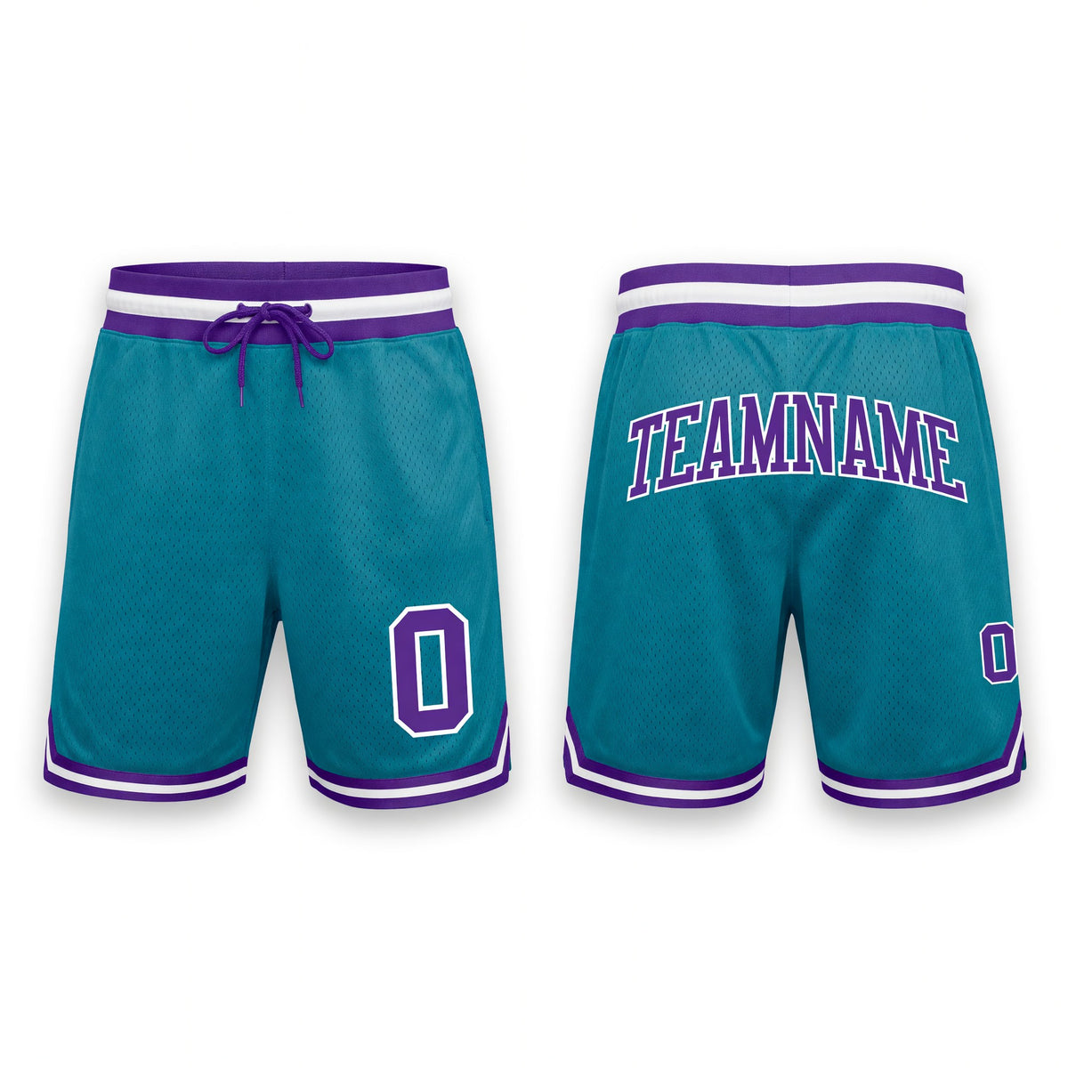 Custom Teal Purple-White Authentic Throwback Basketball Shorts