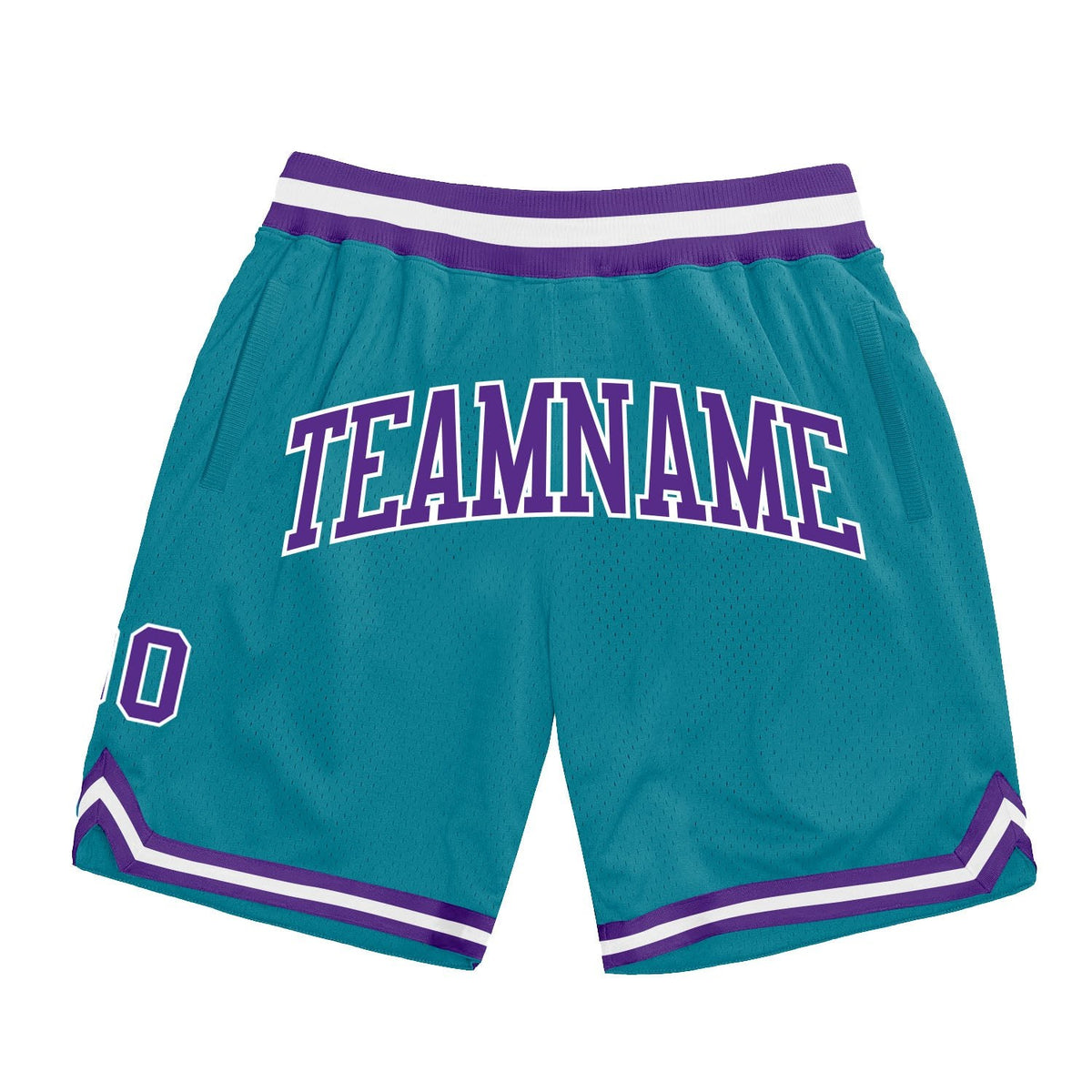 Custom Teal Purple-White Authentic Throwback Basketball Shorts photo 1