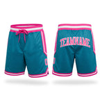 Custom Teal Pink-White Authentic Throwback Basketball Shorts