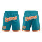 Custom Teal Orange-White Authentic Throwback Basketball Shorts