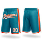 Custom Teal White-Orange Authentic Basketball Shorts