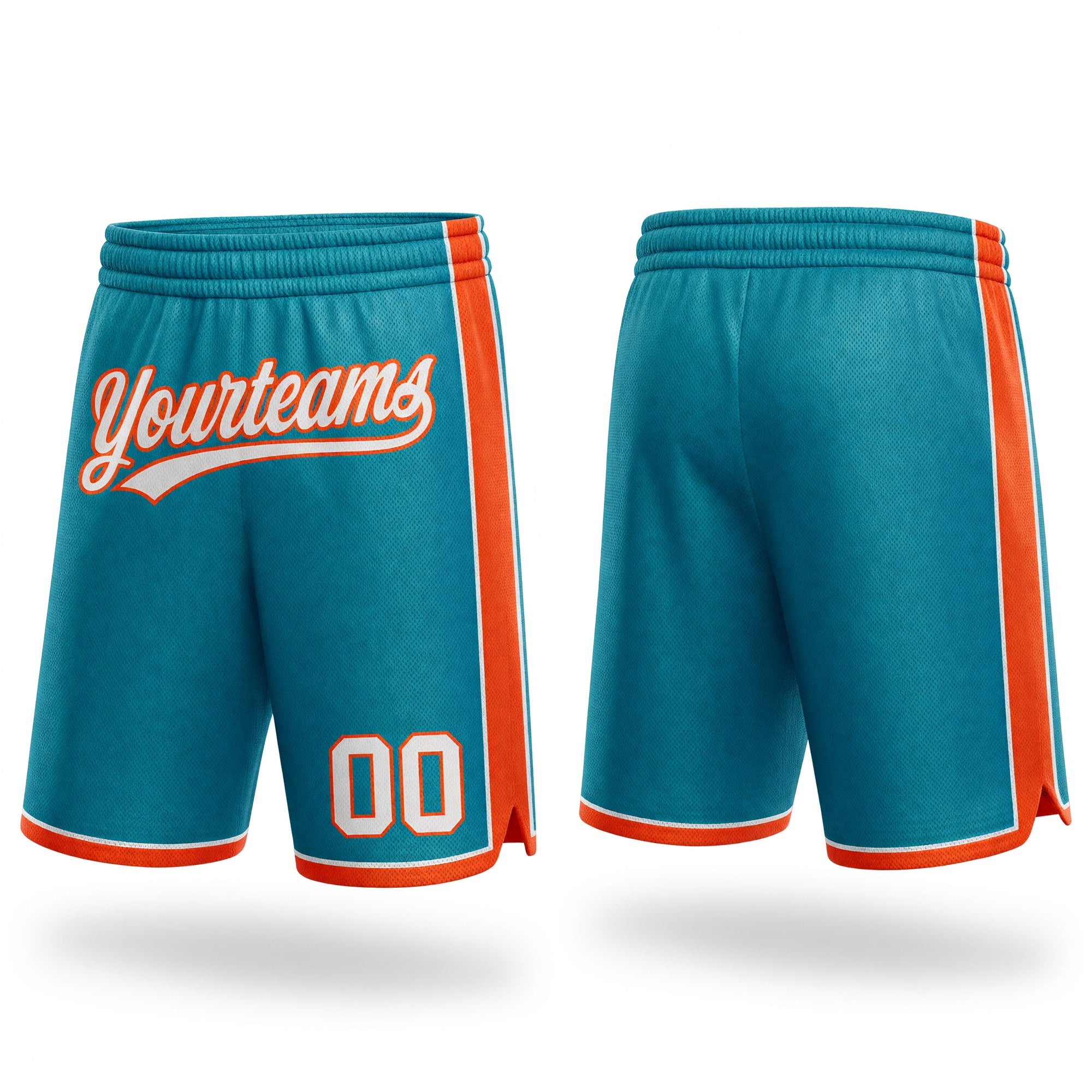 Custom Teal White-Orange Authentic Basketball Shorts