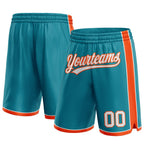 Custom Teal White-Orange Authentic Basketball Shorts photo 1
