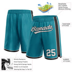 Custom Teal White-Black Authentic Basketball Shorts photo 2