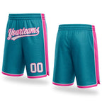 Custom Teal White-Pink Authentic Basketball Shorts