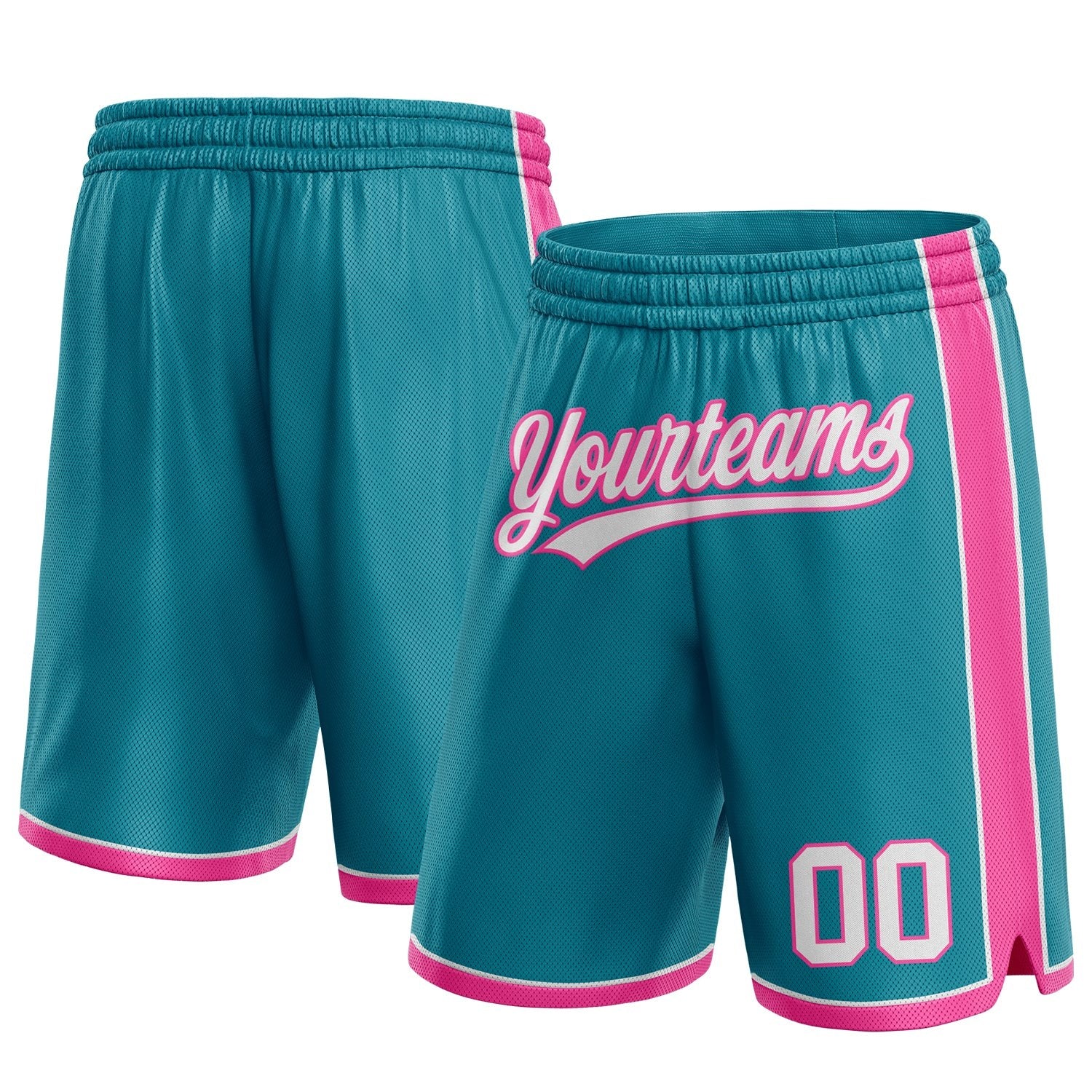 Custom Teal White-Pink Authentic Basketball Shorts photo 1