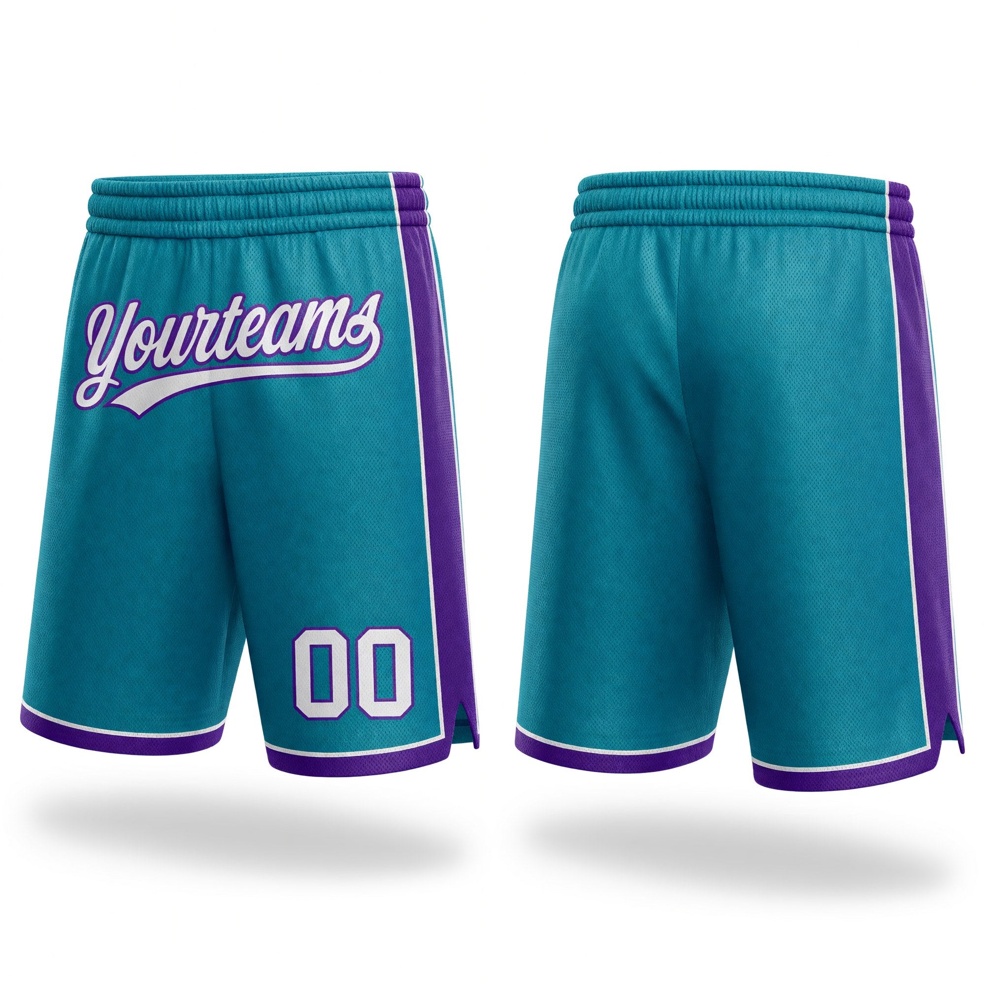 Custom Teal White-Purple Authentic Basketball Shorts