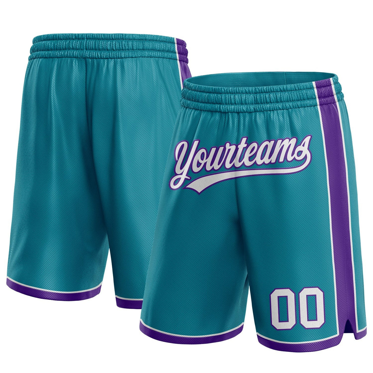 Custom Teal White-Purple Authentic Basketball Shorts photo 1