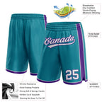 Custom Teal White-Purple Authentic Basketball Shorts photo 2