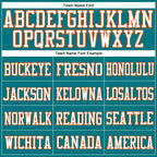 Custom Teal White-Orange Mesh Authentic Football Jersey photo 2