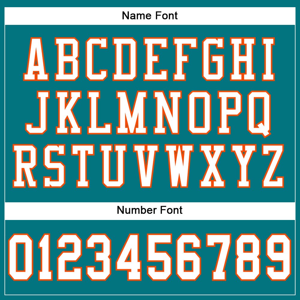 Custom Teal White-Orange Mesh Authentic Football Jersey photo 3