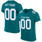 Custom Teal White Mesh Authentic Football Jersey photo 1