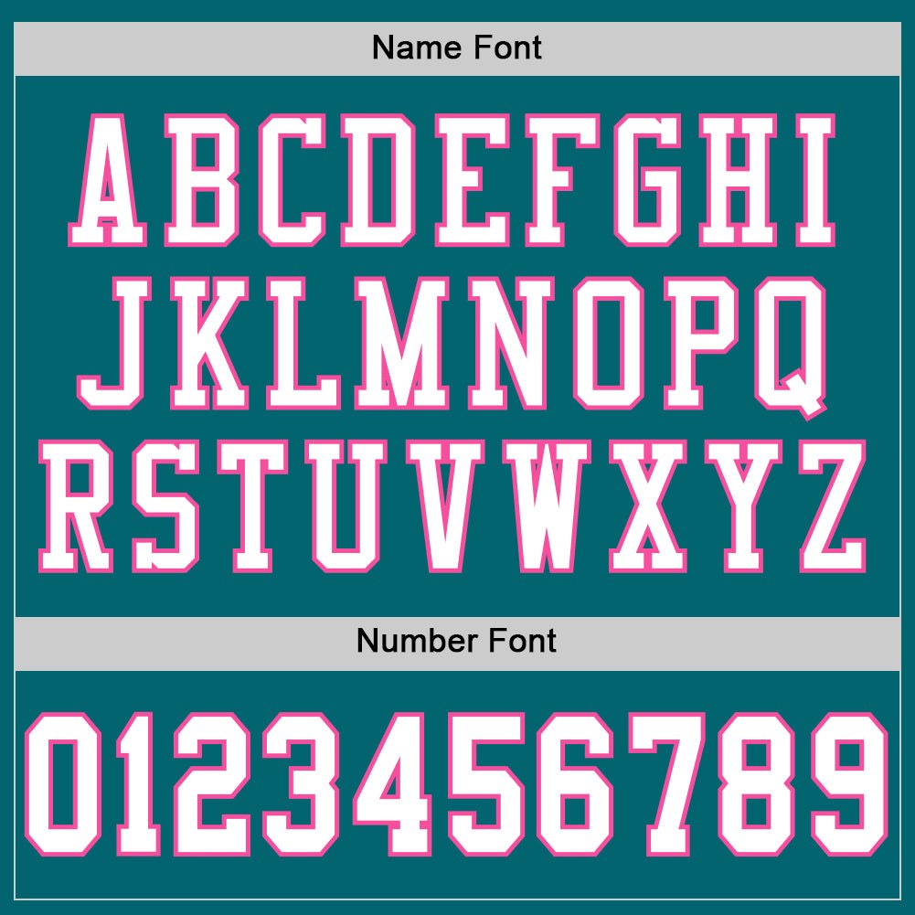 Custom Teal White-Pink Mesh Authentic Football Jersey photo 3