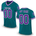 Custom Teal Purple-White Mesh Authentic Throwback Football Jersey