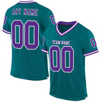 Custom Teal Purple-White Mesh Authentic Throwback Football Jersey photo 1