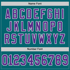 Custom Teal Purple-White Mesh Authentic Throwback Football Jersey photo 3