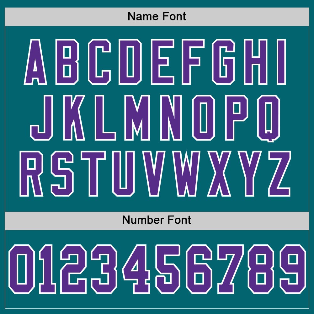Custom Teal Purple-White Mesh Authentic Throwback Football Jersey photo 3