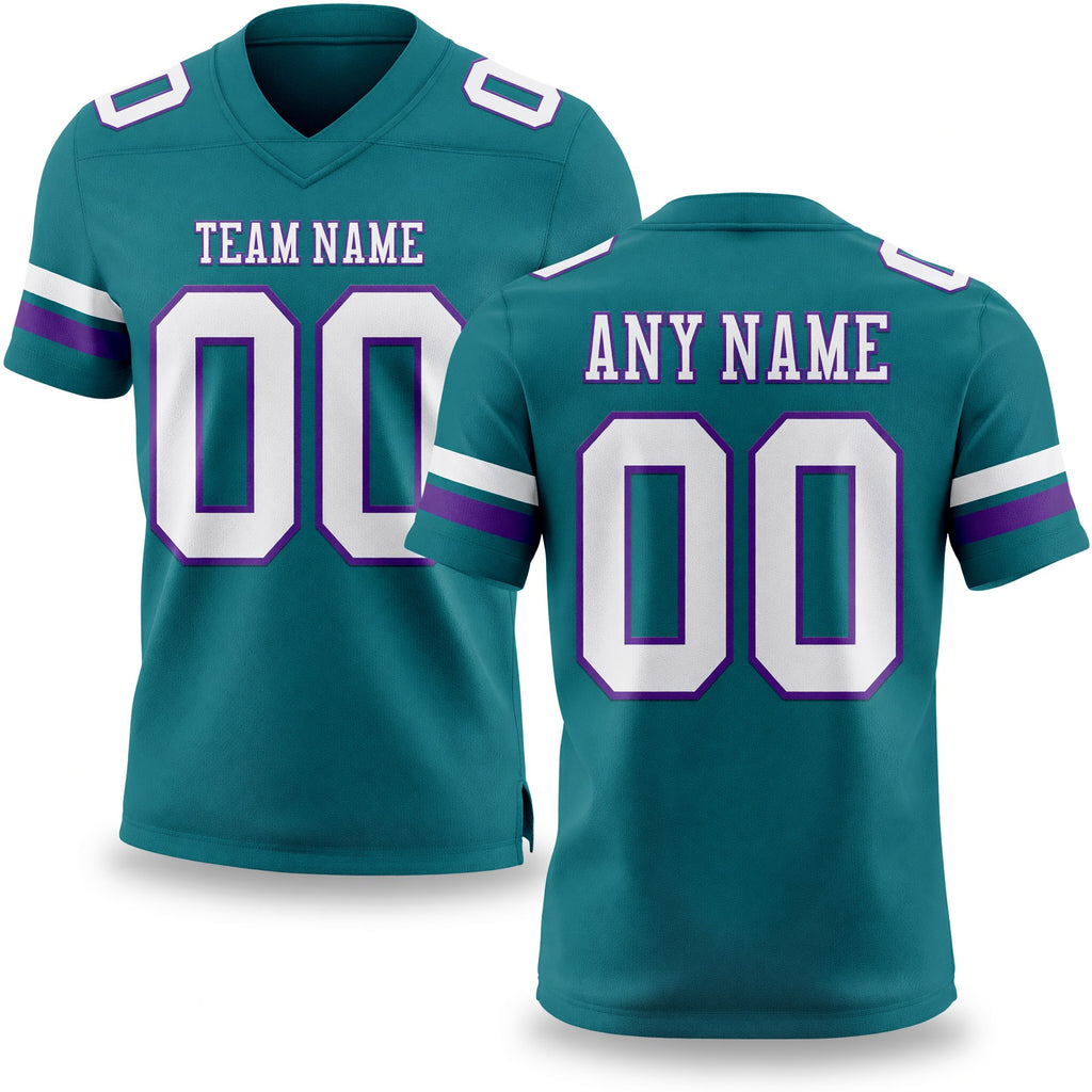 Custom Teal White-Purple Authentic Football Jersey