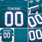 Custom Teal White-Purple Authentic Football Jersey detail