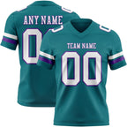 Custom Teal White-Purple Authentic Football Jersey photo 1