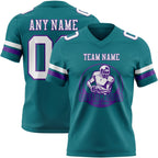 Custom Teal White-Purple Authentic Football Jersey photo 2