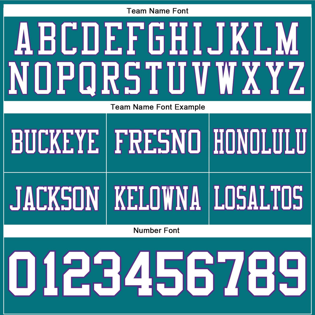 Custom Teal White-Purple Authentic Football Jersey photo 4