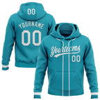 Custom Stitched Teal White-Teal Baseball Pullover Sweatshirt Hoodie photo 1