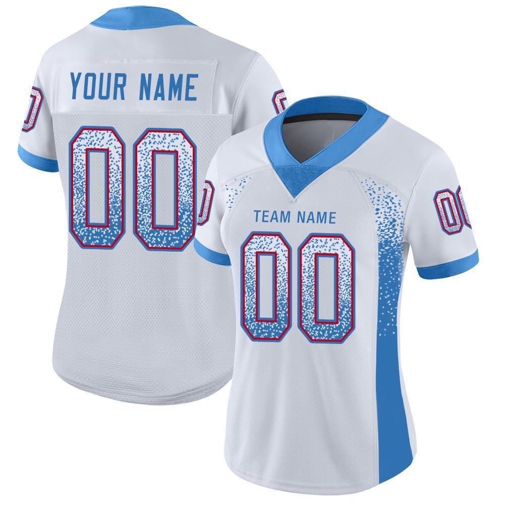 Custom White Powder Blue-Red Drift Fashion Football Jersey photo 2