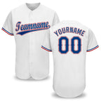 Custom White Royal-Red Baseball Jersey