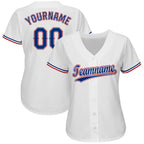 Custom White Royal-Red Baseball Jersey photo 2