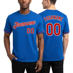Custom Thunder Blue Red-White Performance T-Shirt worn front and back
