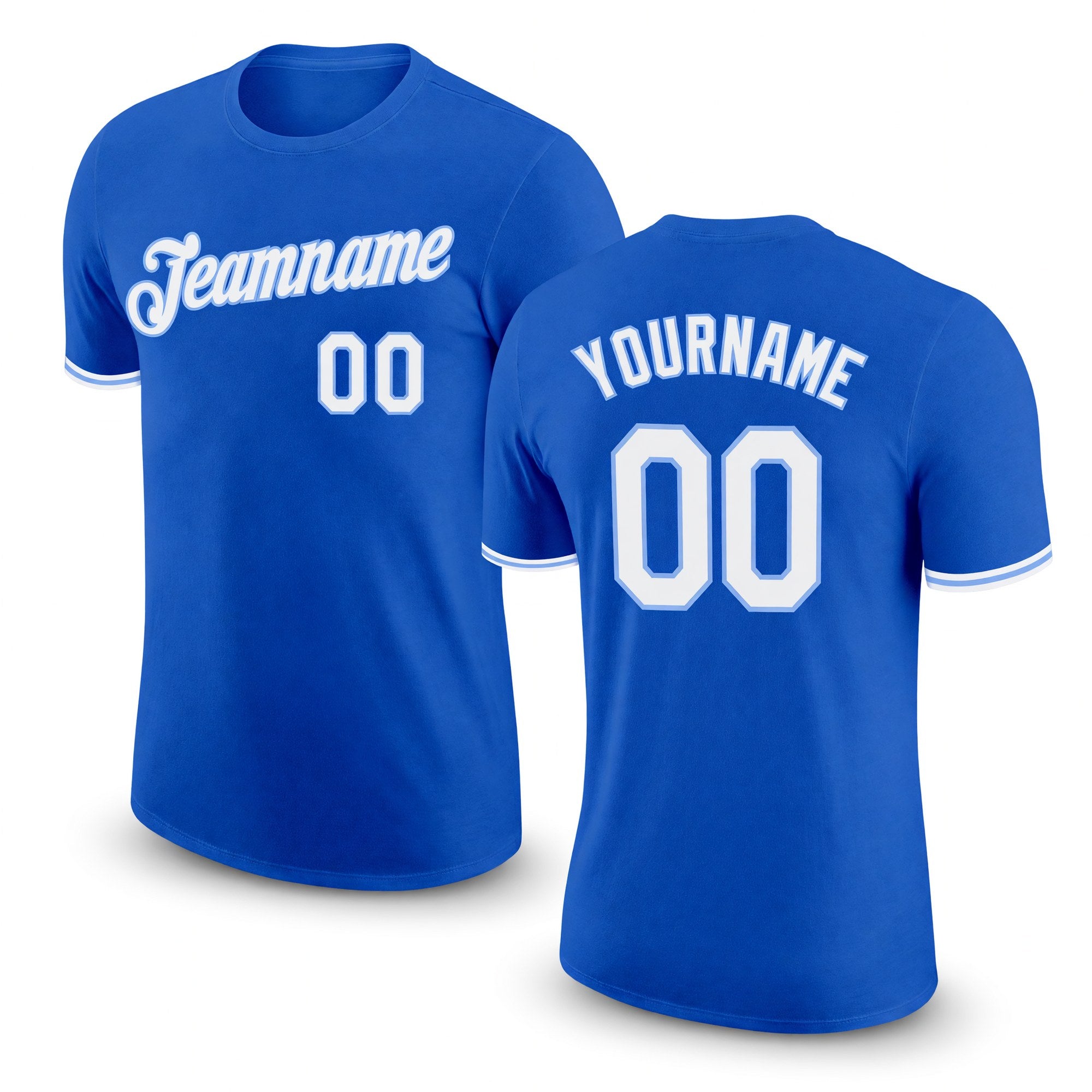 Custom Thunder Blue White-Light Blue Performance T-Shirt