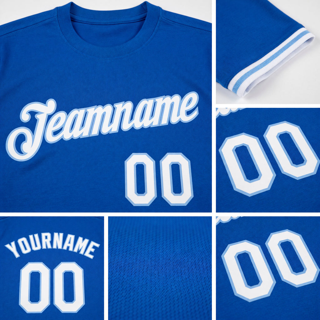Custom Thunder Blue White-Light Blue Performance T-Shirt detail