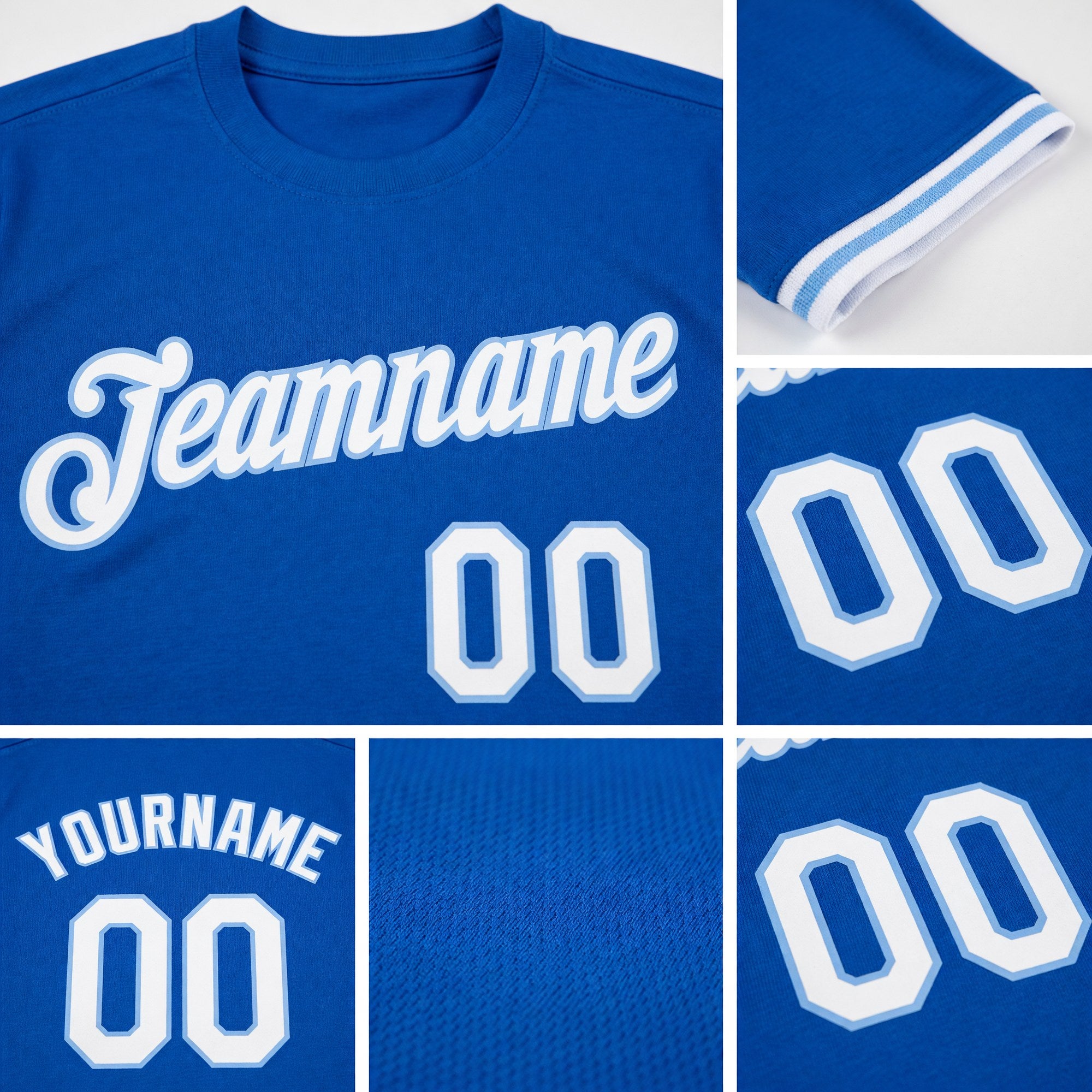 Custom Thunder Blue White-Light Blue Performance T-Shirt detail