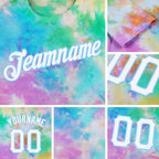 Custom Tie Dye White-Light Blue 3D Performance T-Shirt detail