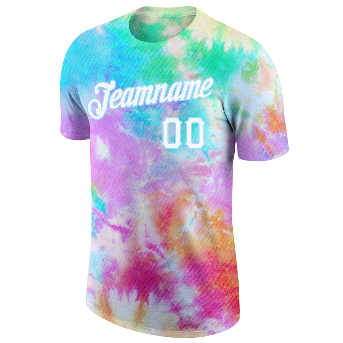 Custom Tie Dye White-Light Blue 3D Performance T-Shirt photo 4