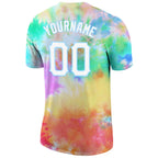 Custom Tie Dye White-Light Blue 3D Performance T-Shirt photo 5