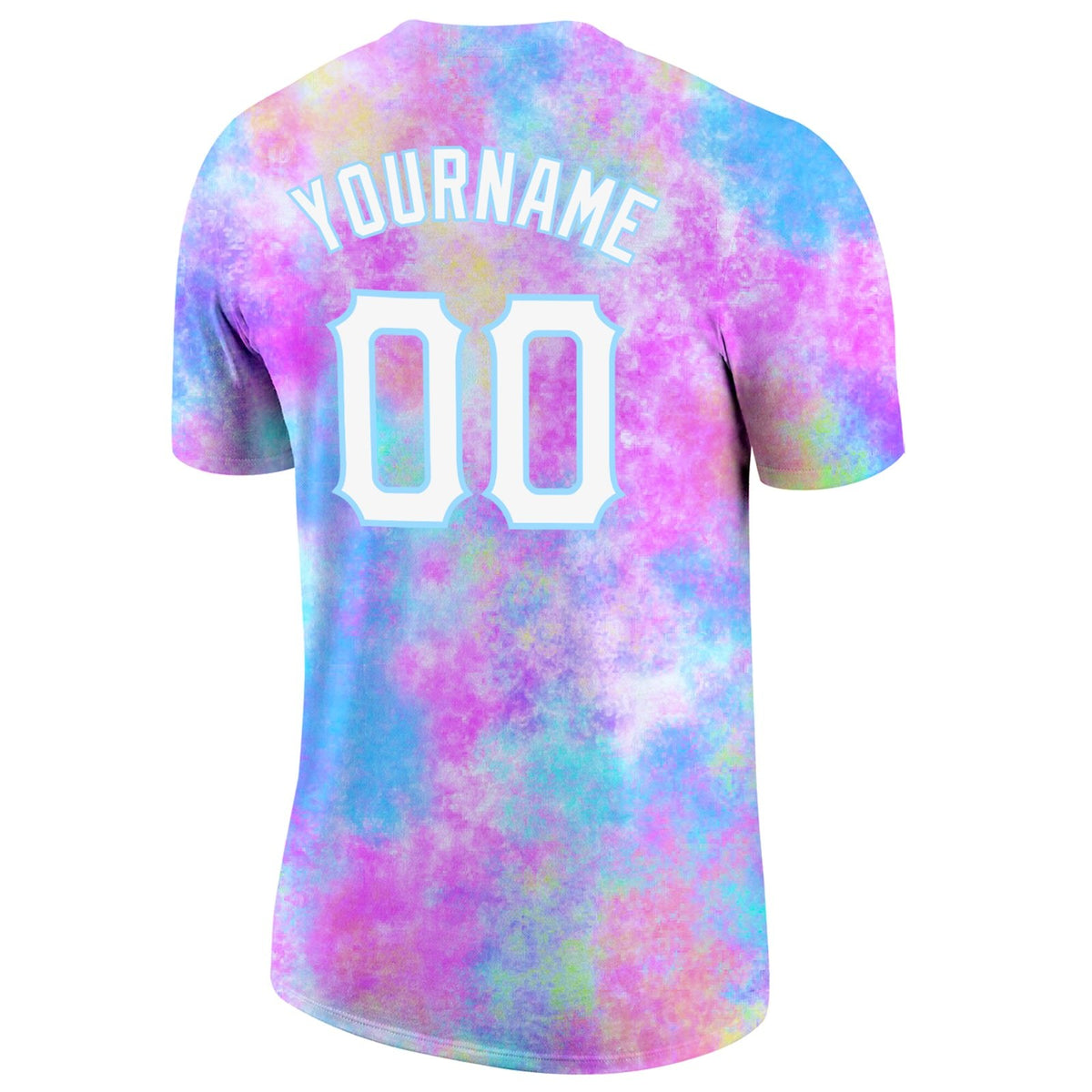 Custom Tie Dye Watercolor Gradient White-Light Blue 3D Performance T-Shirt photo 5