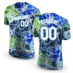Custom Tie Dye White-Light Blue 3D Performance T-Shirt